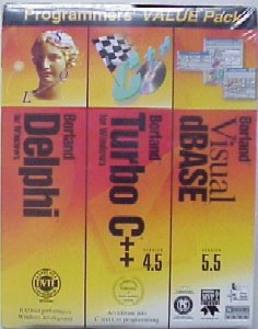 Borland Programmer's Value Pack with Delphi 1.0, Turbo C++ 4.5, and Visual dBASE 5.5